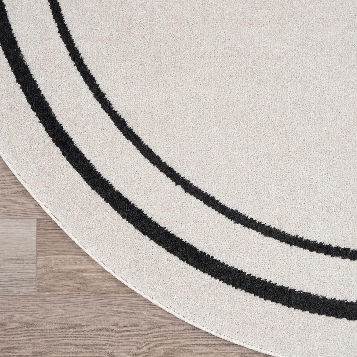 Nourison Home Nourison Essentials Ivory/Black 4' x Round Area Rug - Easy Clean, Non Shedding, Bed Room, Living Room, Dining Room, Kitchen (4' x Round)