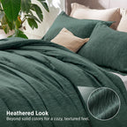 Bedsure Dark Green Queen Comforter Set, Cationic Dyed Bedding Set 3 Pcs