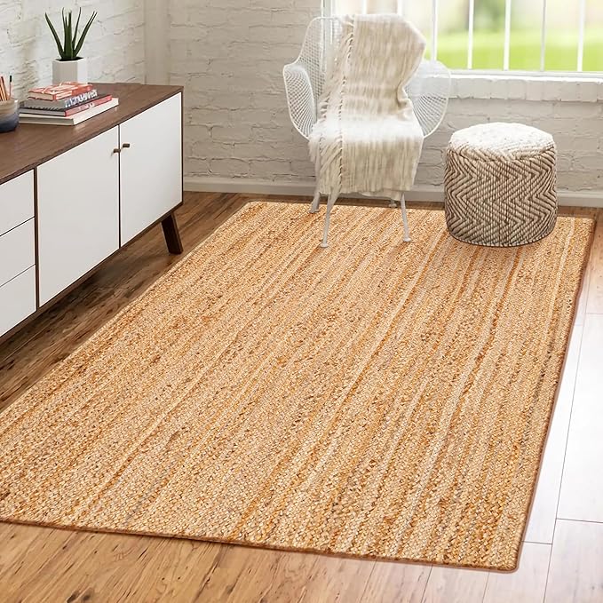 Hausattire Hand Woven Jute Braided Rug, Reversible Boho Entry Area Rugs - Image 5