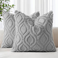decorUhome Throw Pillow Covers 20x20 Inch Set of 2, Soft Plush Faux Wool Grey by decorUhome