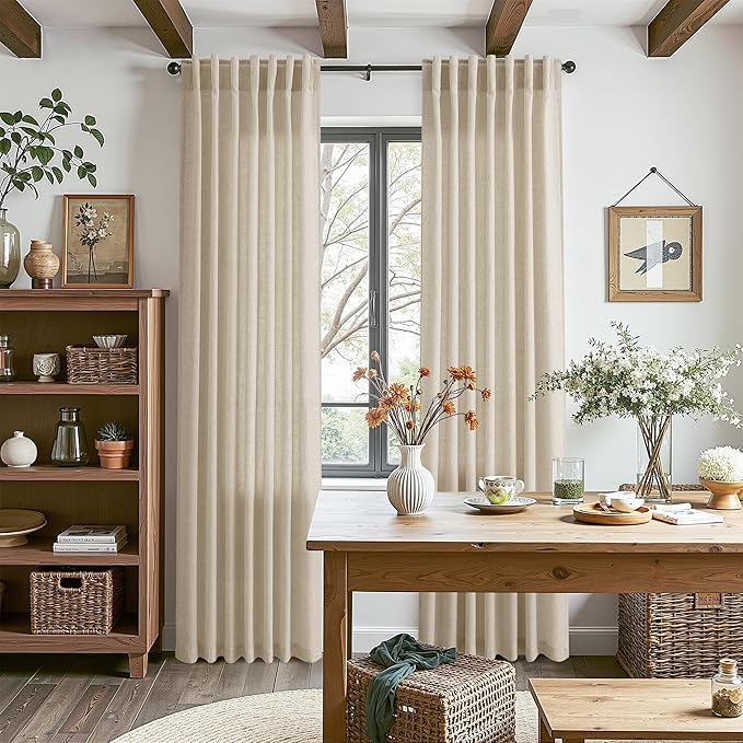 Nanspring Eggshell Beige Curtains 102 Inches Long - Image 8