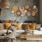 Laquedecraft Basket Wall Decor Set of 12, Natural Handwoven Wicker