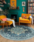 Area Rugs 6ft Washable Non-Slip, Floral Vintage Distress Print Pattern by RELEANY