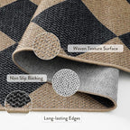 Lahome Colette Checkered Easy Jute Kitchen Rug, 2x3 Front Door Mat Non Slip - Image 3