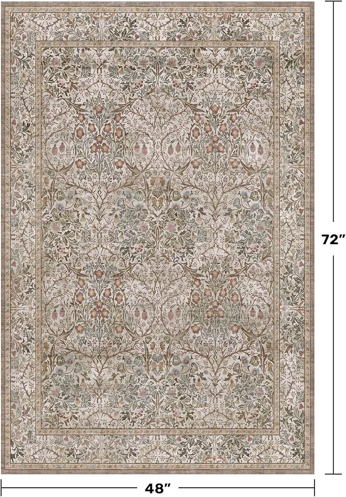 Vintage 4x6 Entryway Rug, Washable Area Rugs - Image 2