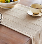 ZeeMart Linen Checked Farmhouse Table Runner, 13x108 Inches Neutral Beige