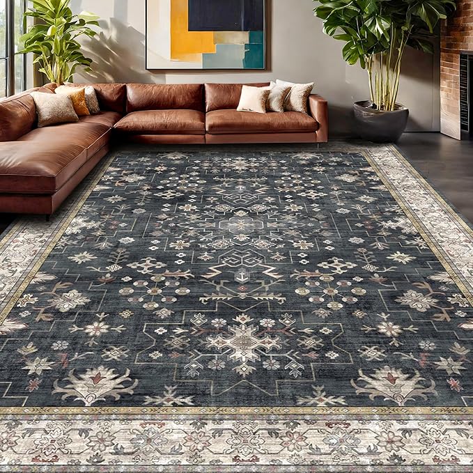 Boho Black Rug for Living Room - Image 9