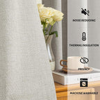 Yakamok Oatmeal Linen Curtains 100% Blackout 72 Inches Long, Room Darkening - Image 5