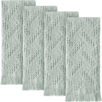 4 Pack Boho Hand Towel for Bathroom Kitchen, Mint Green
