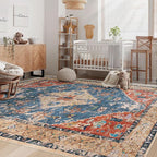 Area Rug 5x7 Washable Rug, Vintage Boho Medallion Rugs Non-Slip Soft Low Pile - Image 3