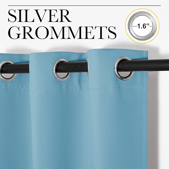 NICETOWN Teal Blue Blackout Curtains 96 inches Length - Image 2