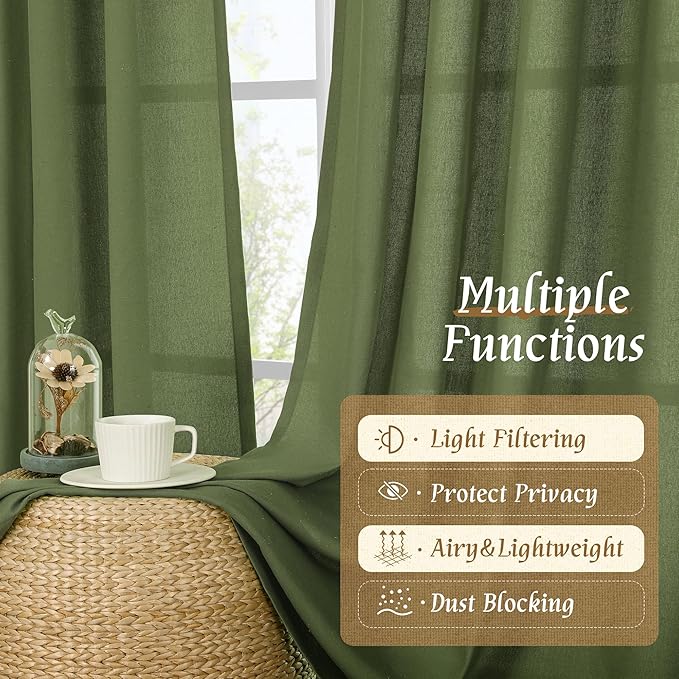 LAMIT Faux Linen Curtains 63 inches Long - Image 9