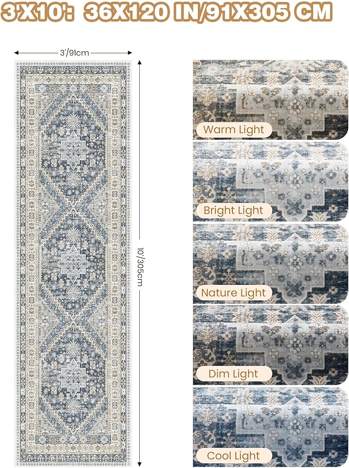 3x10 Runner Rug Non Slip Washable - Image 2