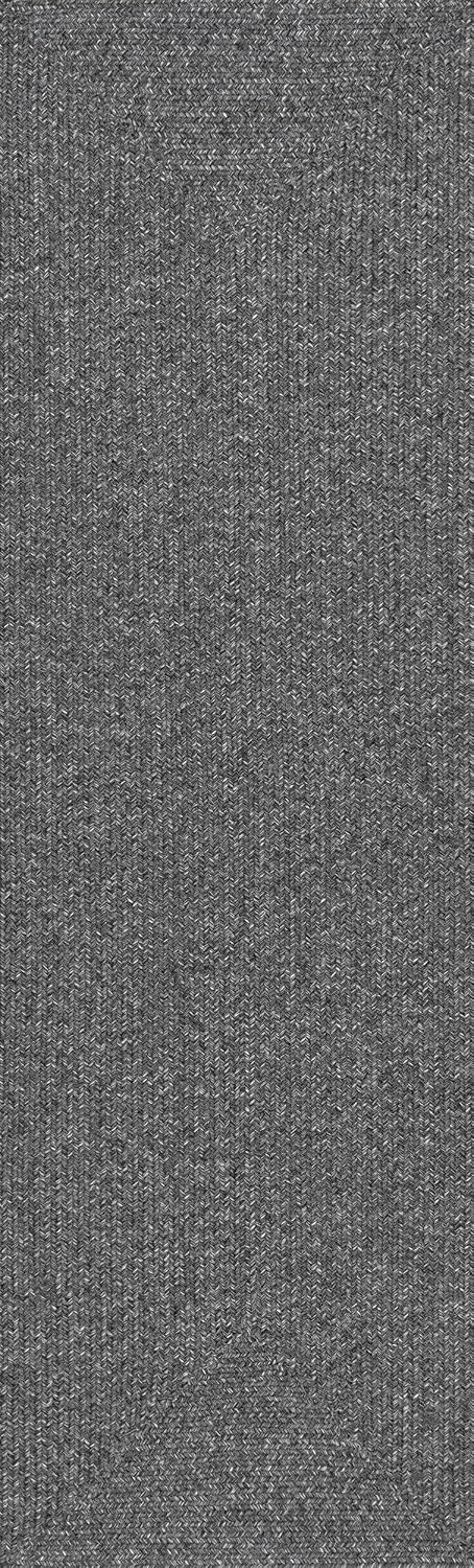 nuLOOM Wynn Charcoal Solid Power Loomed Indoor/Outdoor Runner Rug, 2' x 12'