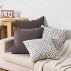 HPUK Decorative Throw Pillow Covers Set of 4 Dark Gray Geometric Design Linen - Image 5