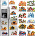 12 Pcs Large Holiday Magnets for Refrigerator 7.8'' Fall Fridge Magnets Seasonal Cruise Door Decorations Home Farm Coffee Magnetic Stickers for Locker Whiteboard Dishwasher Kitchen Decor