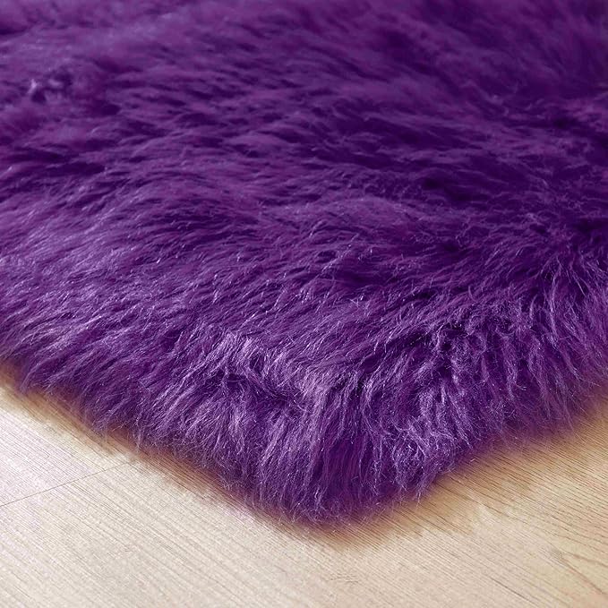 Goolela Purple Fluffy Sheepskin Rug 4x6 - Image 7