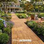 Acacia Wood Interlocking Deck Tiles, Patio & Backyard Tile, 12 in, 9 PCS