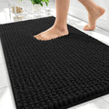 OLANLY Thick Chenille Bathroom Rugs 30x20, Soft Absorbent Bath Mat, Black