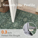 9x12 Washable Area Rug for Living Room Bedroom Vintage Green Non Slip Carpet - Image 6