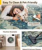 RELEANY Area Rugs 5ft Washable Non-Slip, Floral Vintage Distress Print Pattern - Image 4