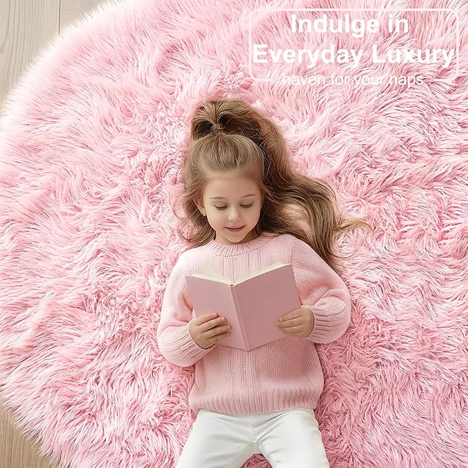 Amdrebio Pink Round Area Rugs 7Ft - Image 9