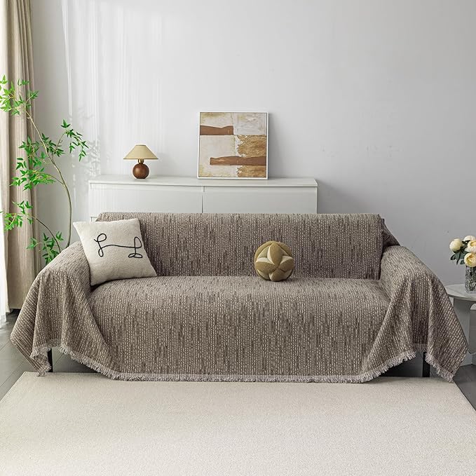 MYSKY HOME Boho Couch Cover Sand Sofa Covers - Image 2