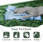 Boho Green Floral Leaves Outdoor Indoor Entrance Doormats, Absorbent Durable - Image 8