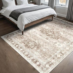 Hazo Haus Washable Neutral Farmhouse Living Room Rug, 5x8 Area Rugs - Image 3