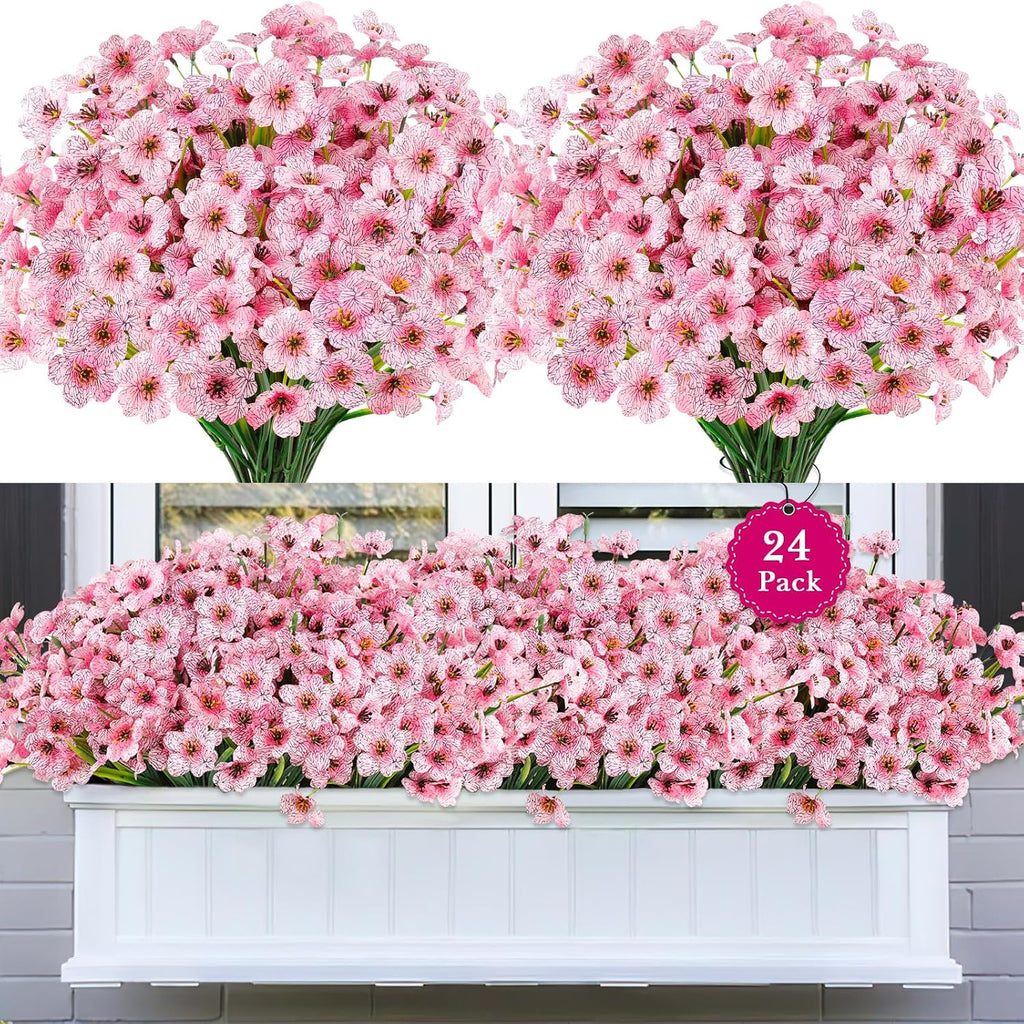 16PCS UV Resistant Artificial Flowers for Outdoors, Mix 8 Colors