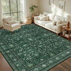 3x5 Area Rugs Living Room Rug: Washable Vintage Distressed Floral Rug No Slip by EXPEDIX