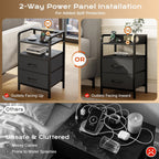 Huuger Nightstands Set of 2, Night Stand with LED Lights, Charging Station