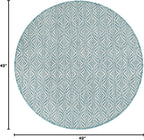 Unique Loom Outdoor Trellis Collection Area Rug - Deco Trellis (4' 1" Round, Aqua/ Ivory)