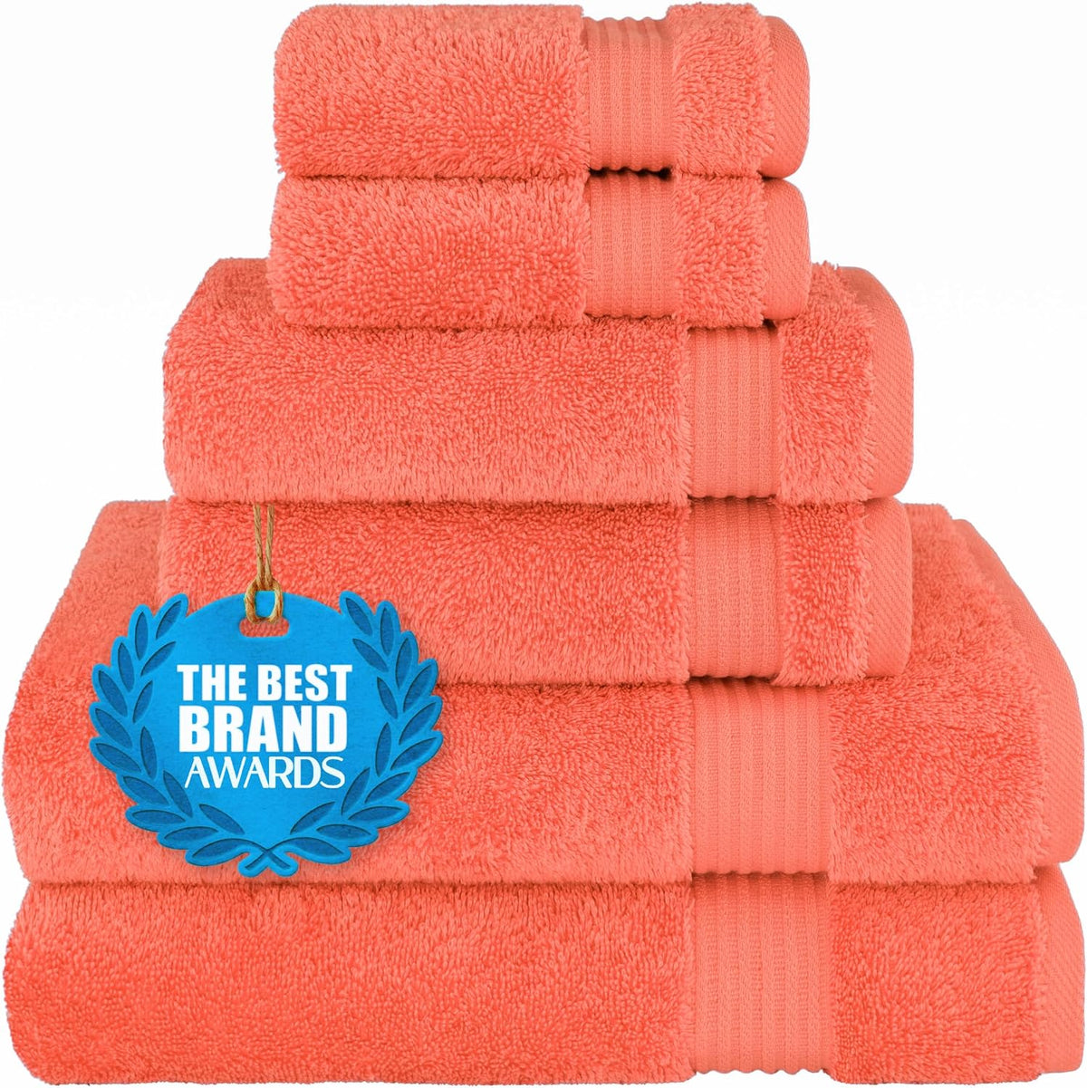 Cotton Paradise Turkish 6 Piece Towel Set for Bathroom Soft Absorbent Dry