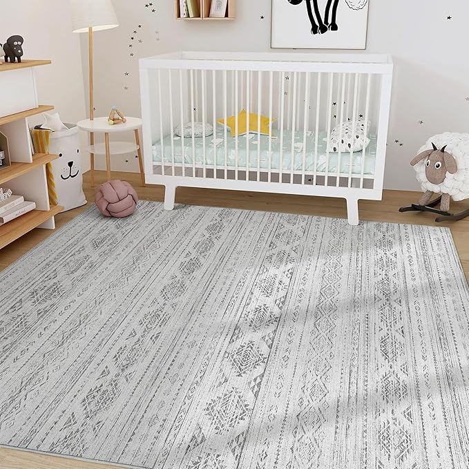 Nakagishi 5x8 Area Rugs Living Room: Washable Boho Large Neutral Soft Farmhouse - Image 8