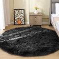 ORINOVA Black Round Rugs 6ft Fluffy Washable Faux Sheepskin Shaggy Fur Rugs by ORINOVA