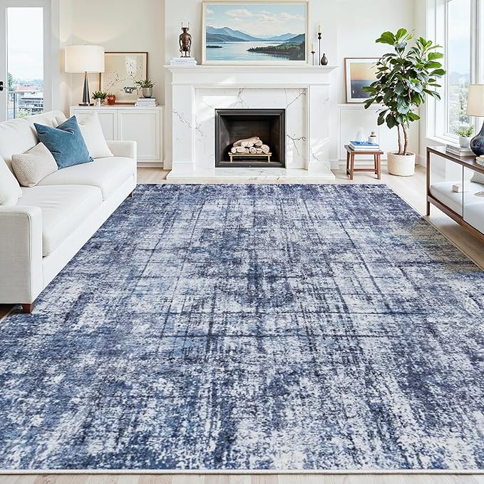 9x12 Area Rugs for Living Room Washable Rug: Anti-Skid Abstract Modern Living by Crority