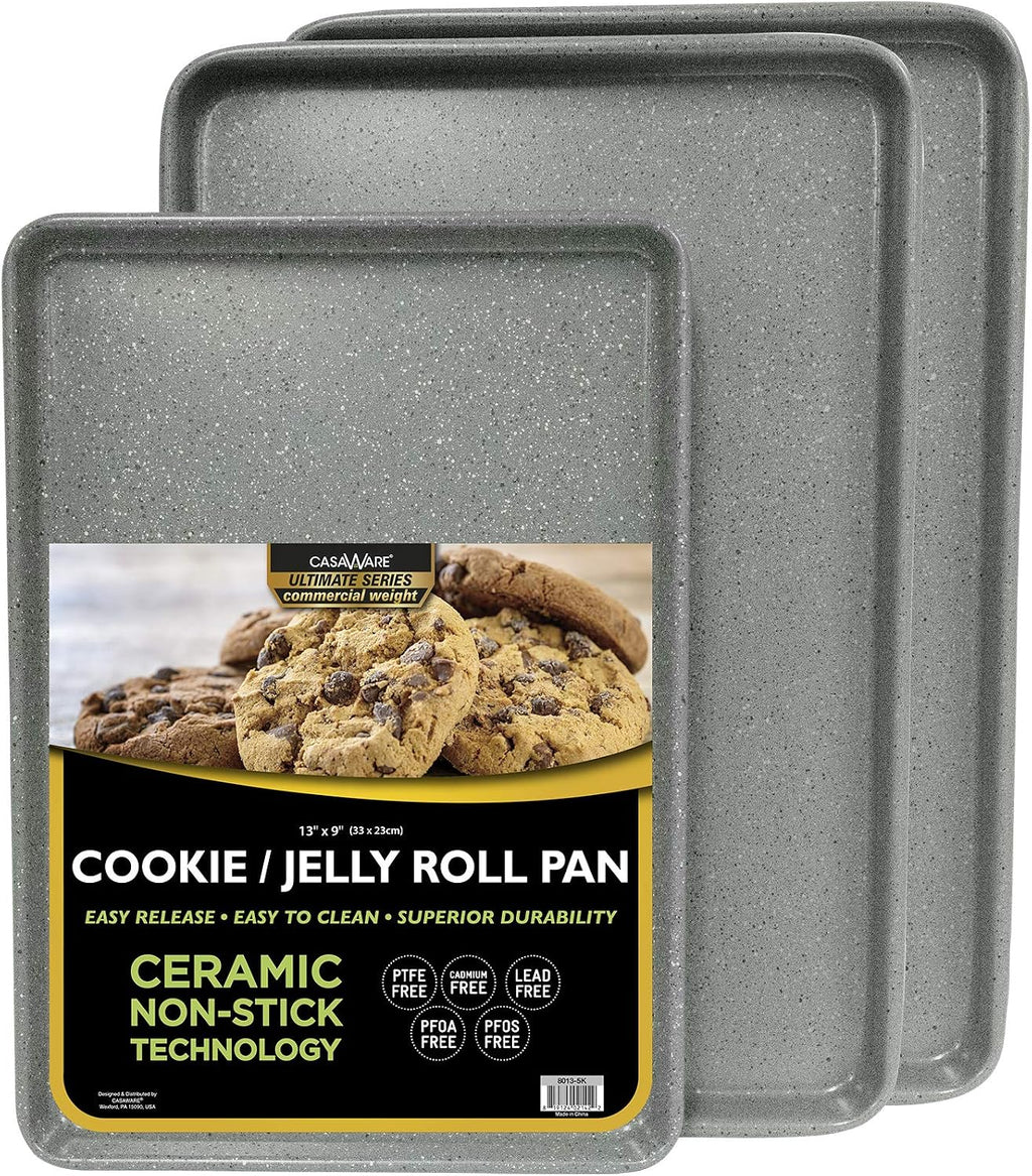 casaWare 3pc Ultimate Cookie Sheet Set (Red Granite)