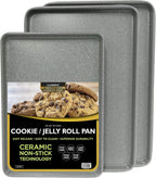 casaWare 3pc Ultimate Cookie Sheet Set (Red Granite)