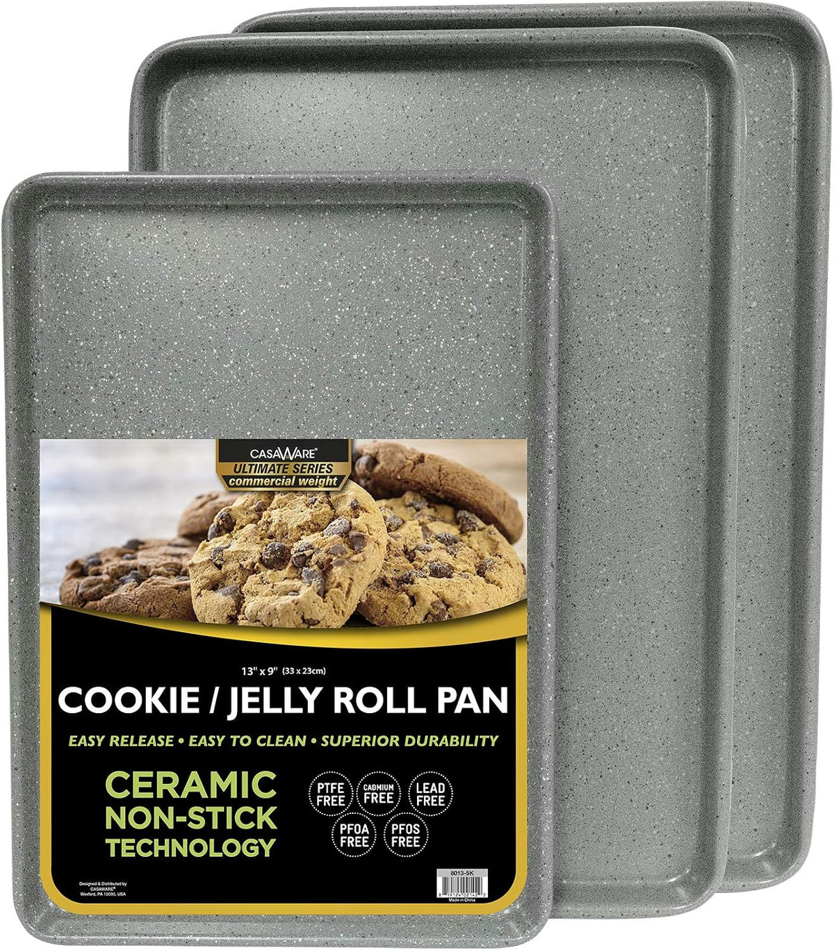 casaWare 3pc Ultimate Cookie Sheet Set (Red Granite)