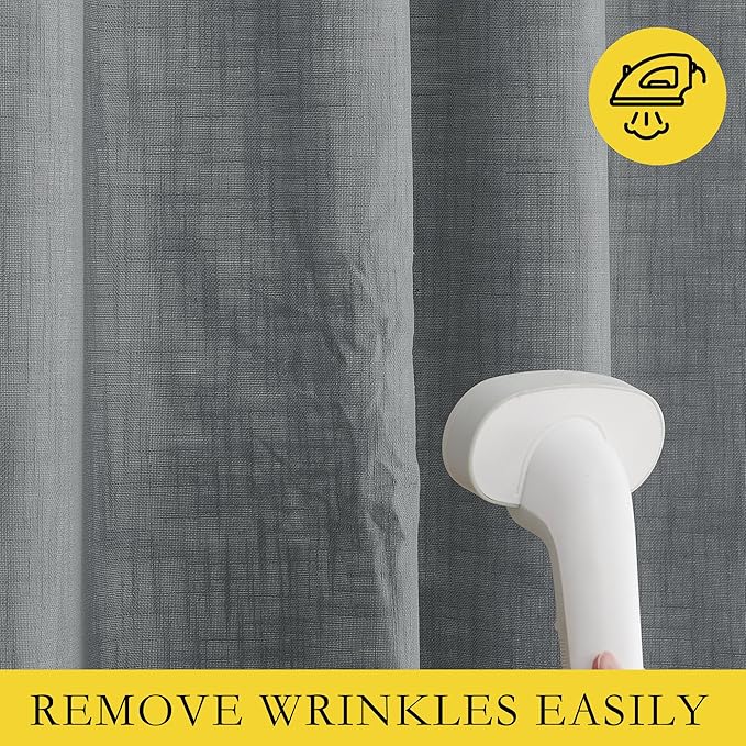 NICETOWN 100% Blackout Linen Texture Curtains 70 inches Long, Dove Grey - Image 6