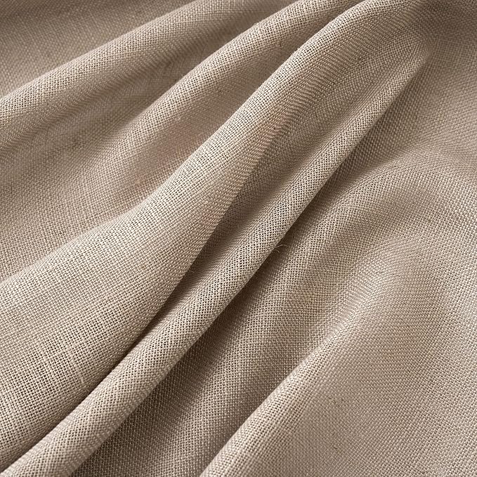 MIULEE Taupe Linen Curtains 54 Inch Length 2 Panels - Image 4