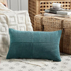 Fancy Homi 2 Packs Teal Lumbar Decorative Throw Pillow Covers 14x22 Inch - Image 2