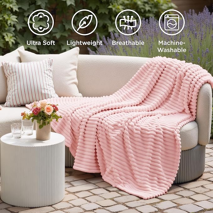 Bedsure GentleSoft Coral Pink Fleece Twin Blanket - Image 5