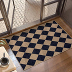 Lahome Colette Checkered Easy Jute Kitchen Rug, 2x3 Indoor Door Mat Small by Lahome
