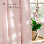 NICETOWN Linen Light Pink Sheer Curtains - Image 3