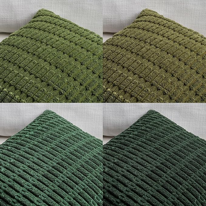 Fancy Homi Set of 4 Green Lumbar Rectangle Decorative Throw Pillow Covers 12x24 - Image 4