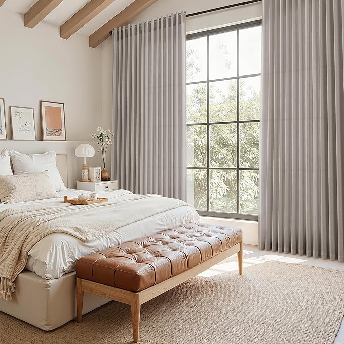 Nanspring Stone Grey Linen Curtains 102 Inches Long - Image 7