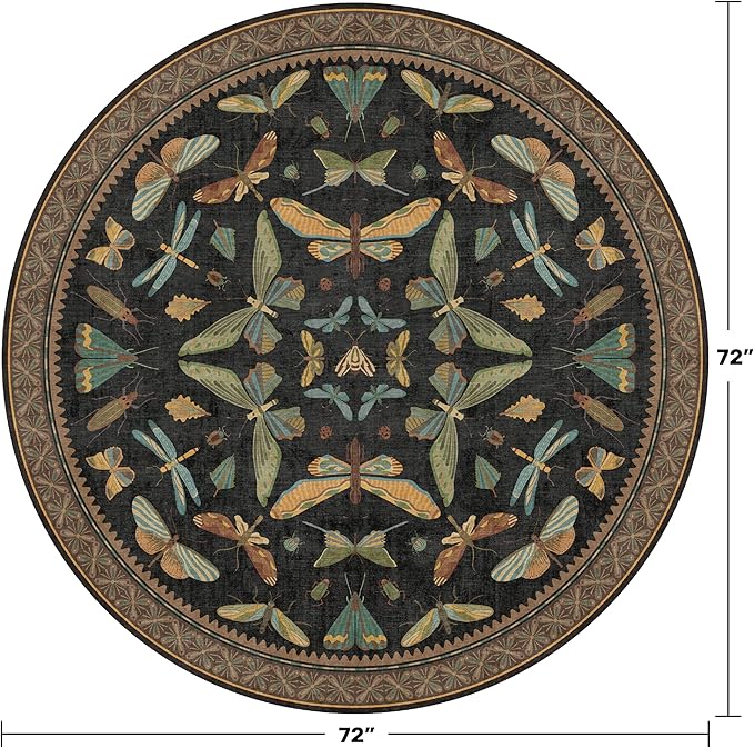 Hazo Haus Washable Black 6ft Round Area Rugs - Image 2