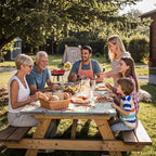 Fitted Waterproof Picnic Table Cover with Bench Covers Heavy Duty Elastic Outdoor Camping Tablecloth for 6 Foot Rectangle Tables Summer Rv Accessories Patio Garden Road Trip Essentials Gifts